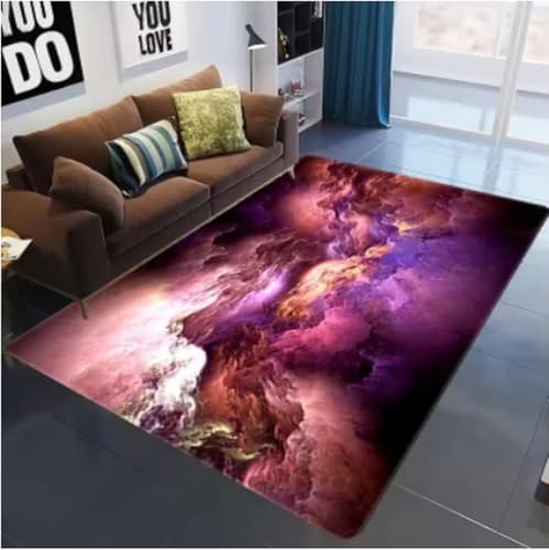 GNALEIEOG Rutschfester Teppich mit Galaxie-Weltraumsternen, für Schlafzimmer, Wohnzimmer, dekorative Bodenmatte, Fußmatte, 120 x 180 cm von GNALEIEOG