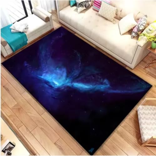 GNALEIEOG Rutschfester Teppich mit Galaxie-Weltraumsternenmotiv für Schlafzimmer, Wohnzimmer, dekorative Bodenmatte, Fußmatte, 100 × 160 cm von GNALEIEOG