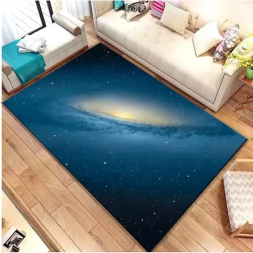 GNALEIEOG Rutschfester Teppich mit Galaxie-Weltraumsternenmotiv für Schlafzimmer, Wohnzimmer, dekorative Bodenmatte, Fußmatte, 80 × 120 cm von GNALEIEOG