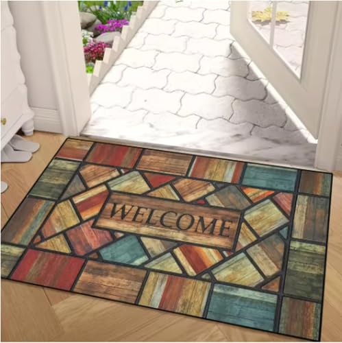 GNALEIEOG Teppich Willkommen Floral Fußmatte Schwarz Weiß Design Matte Küche Eingang Balkon Home Decor Matte 160x230cm von GNALEIEOG
