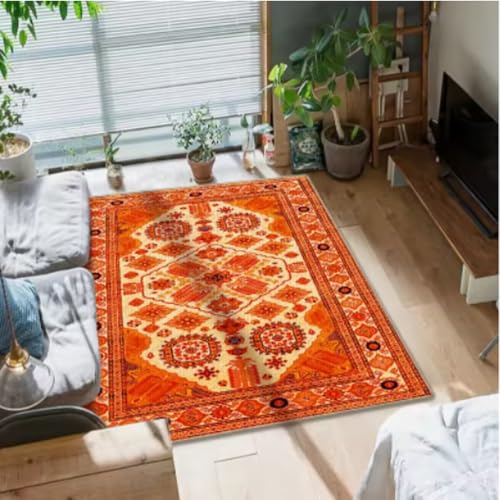 GNALEIEOG Teppich der Retro-Serie, vollständige Abdeckung für Wohnzimmer, Schlafzimmer, Nachttisch, Heimdekoration, Bodenmatte, 120 x 180 cm von GNALEIEOG