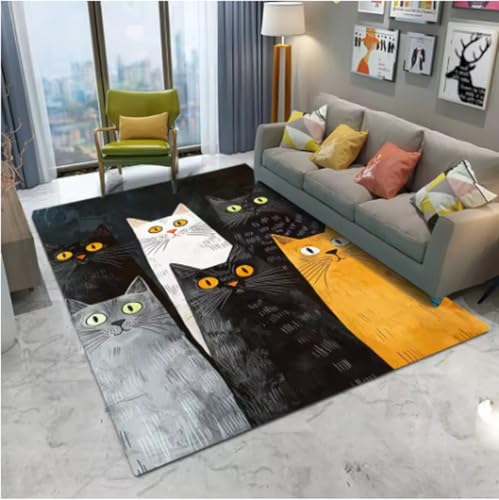 GNALEIEOG Teppich mit Abstrakter Kunst, süßer Katze, für Wohnzimmer, Sofa, Schlafzimmer, Küche, Eingangsbereich, Fußmatte, Heimdekoration, 60 x 90 cm GNALEIEOG Teppich mit Abstrakter Kunst, süßer Katze, für Wohnzimmer, Sofa, Schlafzimmer, Küche, Eingangsbereich, Fußmatte, Heimdekoration, 60 x 90 cm von GNALEIEOG