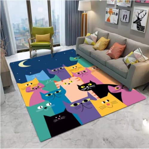 GNALEIEOG Teppich mit Abstrakter Kunst, süßer Katze, für Wohnzimmer, Sofa, Schlafzimmer, Küche, Eingangsbereich, Fußmatte, Heimdekoration, 60 x 90 cm GNALEIEOG Teppich mit Abstrakter Kunst, süßer Katze, für Wohnzimmer, Sofa, Schlafzimmer, Küche, Eingangsbereich, Fußmatte, Heimdekoration, 60 x 90 cm von GNALEIEOG