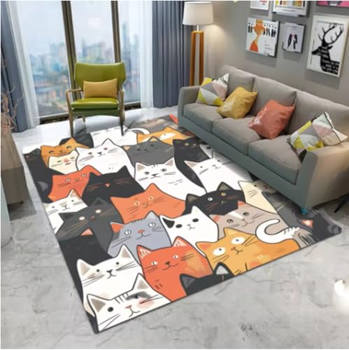 GNALEIEOG Teppich mit Abstrakter Kunst, süßer Katze, für Wohnzimmer, Sofa, Schlafzimmer, Küche, Eingangsbereich, Fußmatte, Heimdekoration, 80 x 150 cm GNALEIEOG Teppich mit Abstrakter Kunst, süßer Katze, für Wohnzimmer, Sofa, Schlafzimmer, Küche, Eingangsbereich, Fußmatte, Heimdekoration, 80 x 150 cm von GNALEIEOG