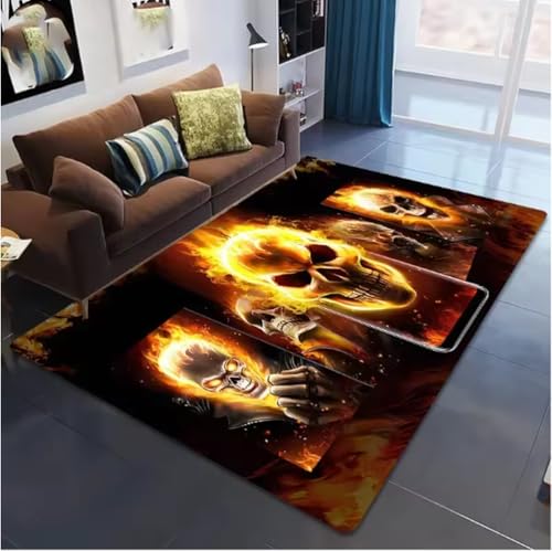 GNALEIEOG Teppich mit Flammenschädel-Aufdruck, Heimdekoration, Küchenteppich, rutschfest, Badezimmer-Bodenmatte, Fußmatte, 80 × 120 cm GNALEIEOG Teppich mit Flammenschädel-Aufdruck, Heimdekoration, Küchenteppich, rutschfest, Badezimmer-Bodenmatte, Fußmatte, 80 × 120 cm von GNALEIEOG