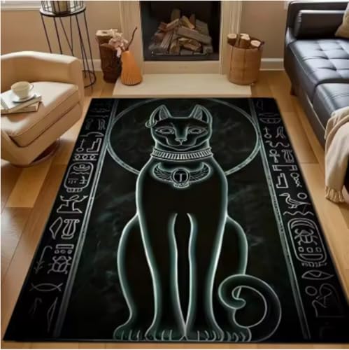 GNALEIEOG Teppich mit Katzenmotiv aus der ägyptischen Mythologie, rutschfeste Bodenmatte für Schlafzimmer, Teppiche, 160 x 230 cm GNALEIEOG Teppich mit Katzenmotiv aus der ägyptischen Mythologie, rutschfeste Bodenmatte für Schlafzimmer, Teppiche, 160 x 230 cm von GNALEIEOG