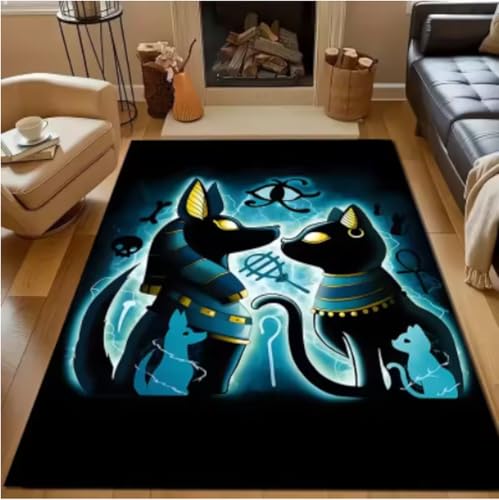 GNALEIEOG Teppich mit Katzenmotiv aus der ägyptischen Mythologie, rutschfeste Bodenmatte für Schlafzimmer, Teppiche, 160 x 230 cm GNALEIEOG Teppich mit Katzenmotiv aus der ägyptischen Mythologie, rutschfeste Bodenmatte für Schlafzimmer, Teppiche, 160 x 230 cm von GNALEIEOG