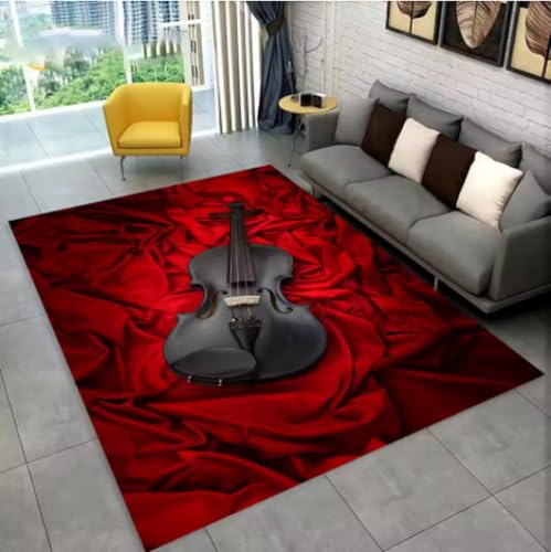 GNALEIEOG Teppich mit Musikinstrumenten-Gitarrenmuster, Wohnzimmer-Bodenmatte, 120 x 180 cm GNALEIEOG Teppich mit Musikinstrumenten-Gitarrenmuster, Wohnzimmer-Bodenmatte, 120 x 180 cm von GNALEIEOG