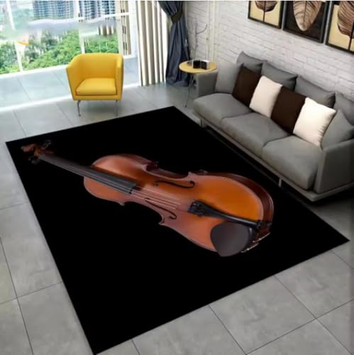 GNALEIEOG Teppich mit Musikinstrumenten-Gitarrenmuster, Wohnzimmer-Bodenmatte, 160 x 230 cm von GNALEIEOG