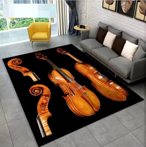 GNALEIEOG Teppich mit Musikinstrumenten-Gitarrenmuster, Wohnzimmer-Bodenmatte, 160 x 230 cm von GNALEIEOG