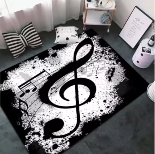 GNALEIEOG Teppich mit Notenmuster, Musik, Heimdekoration, Wohnzimmermatte, Musik, Rutschfester Teppich, 100 × 160 cm GNALEIEOG Teppich mit Notenmuster, Musik, Heimdekoration, Wohnzimmermatte, Musik, Rutschfester Teppich, 100 × 160 cm von GNALEIEOG