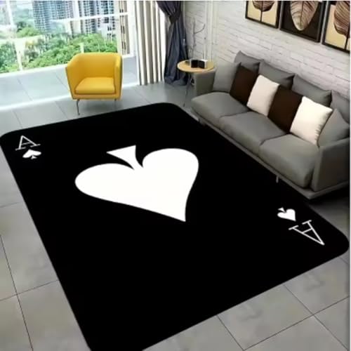 GNALEIEOG Teppich mit Pokerkarten-Muster, für Zuhause, Teetisch, Schlafzimmer, Nachttisch, 140 x 200 cm von GNALEIEOG