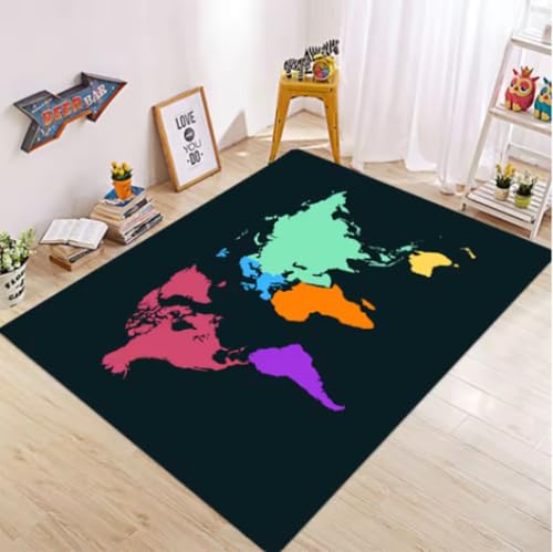 GNALEIEOG Teppiche mit Weltkarten-Aufdruck, rutschfest, maschinenwaschbar, für die Heimdekoration, Bodenmatte, 140 x 200 cm GNALEIEOG Teppiche mit Weltkarten-Aufdruck, rutschfest, maschinenwaschbar, für die Heimdekoration, Bodenmatte, 140 x 200 cm von GNALEIEOG