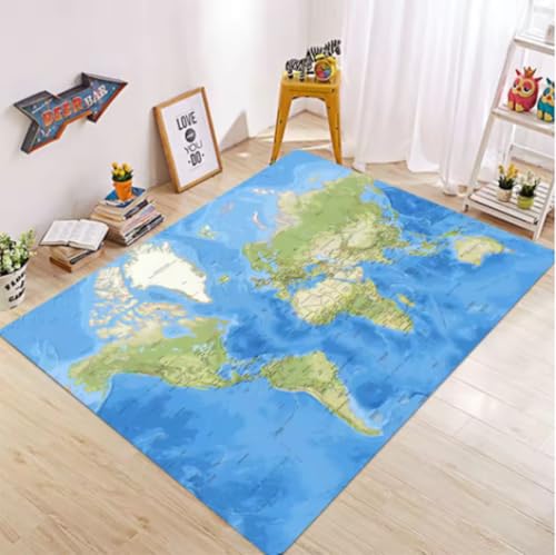 GNALEIEOG Teppiche mit Weltkarten-Aufdruck, rutschfest, maschinenwaschbar, für die Heimdekoration, Bodenmatte, 140 x 200 cm GNALEIEOG Teppiche mit Weltkarten-Aufdruck, rutschfest, maschinenwaschbar, für die Heimdekoration, Bodenmatte, 140 x 200 cm von GNALEIEOG