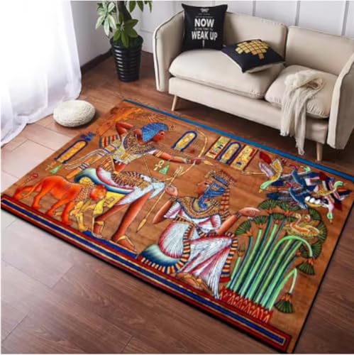 GNALEIEOG Wandkunst-Teppich mit antikem Ägypten, für Wohnzimmer, Schlafzimmer, Fußmatten, Haushaltsmatte, Heimdekoration, 140 x 200 cm von GNALEIEOG