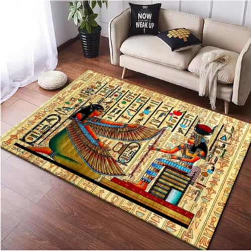 GNALEIEOG Wandkunst-Teppich mit antikem Ägypten, für Wohnzimmer, Schlafzimmer, Fußmatten, Haushaltsmatte, Heimdekoration, 80 × 120 cm von GNALEIEOG