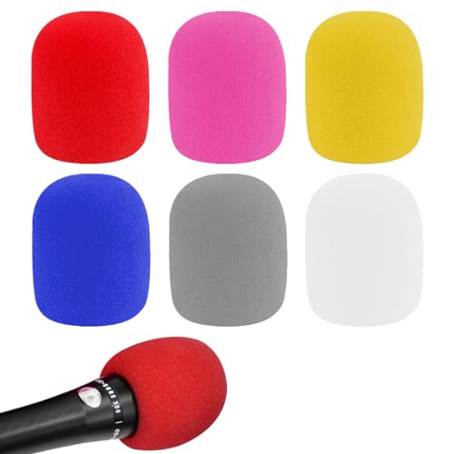 GNALIA 6 Stück Mikrofon Windschutz Universell Schaumstoff Mikrofonabdeckung Bunt Popschutz Mikrofon Wiederverwendbar Hand Waschbar Mikrofon Schutzhülle für KTV Konferenzraum Bühnenperformance usw. von GNALIA