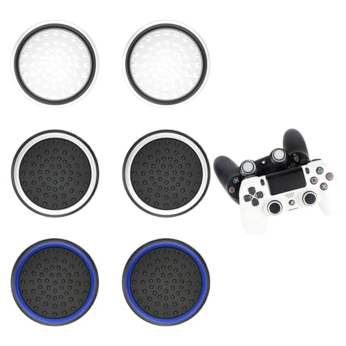 GNALIA 6 Stück Thumbstick Kappen Grip Set Aim Assist Caps Für Ps4 Controller Joystick Schutz Aufsätze Für Ps4 Zubehör Ps5 Zubehör & Xbox One Zubehör Black & White von GNALIA