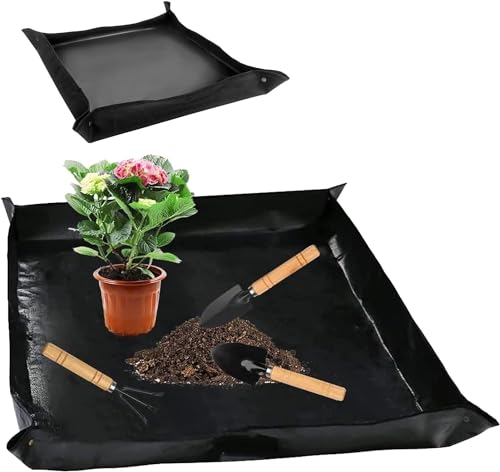 GNAUMORE wasserdichte Pflanzen Gartenmatte,Pflanzen Umtopfmatte,Gartenmatte Wasserdicht,Faltbar Pflanzmatte,Pflanzen-Umtopfmatte,Pflanzunterlage,Gartenarbeitsmatte,Gartenarbeitsunterlage Faltbare 2PC von GNAUMORE