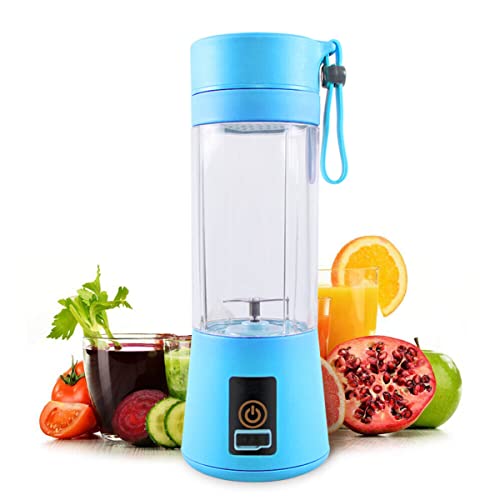 Mini-Mixer, tragbar, Blau, Mini-Entsafter, 380 ml, Becher, USB, wiederaufladbar, kleine Mixerflasche, tragbar, persönlich, für Smoothies, einzelner Standmixer von GNCHome