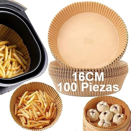 Pergamentpapier, Einweg, nicht perforiert, für Fritteuse, Backen, Braten für Mikrowelle, Pfanne (16 cm), 100 Stück von GNCHome