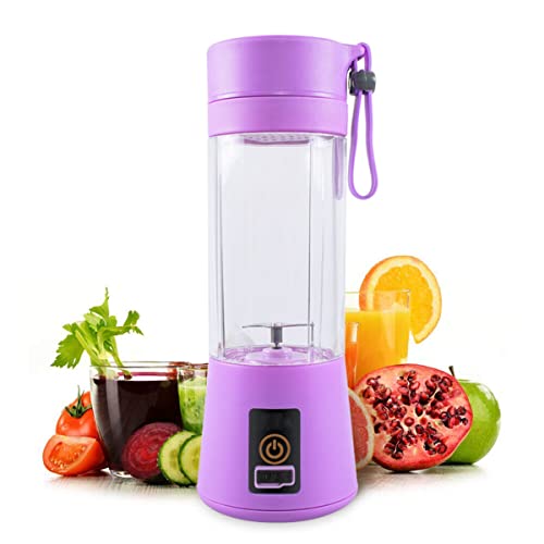 Tragbarer Mini-Entsafter, violett, Mini-Entsafter, 380 ml, Becher, USB, wiederaufladbar, kleine Mixerflasche, tragbar, persönlich für Smoothies, einzelner Standmixer von GNCHome