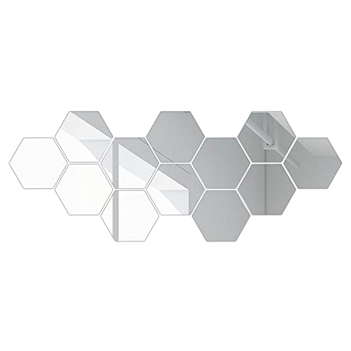 GNGR Hexagon Spiegel Umweltschutz Acryl Wandaufkleber Hintergrund Wanddekoration Spiegelaufkleber Möbelfolie Selbstklebend Rot (Silver, One Size) von GNGR
