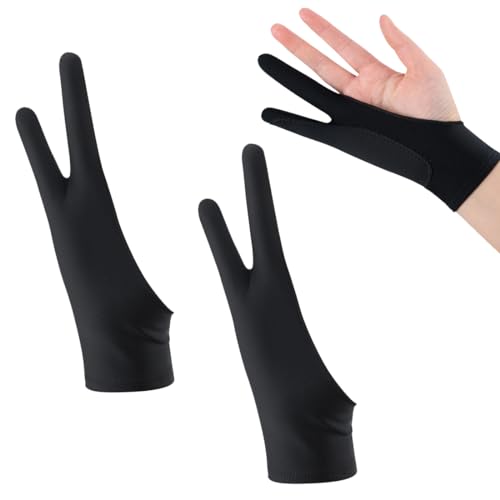 GNHG 2 Stück Palm Rejection Glove Zwei Finger Verdickungs Handschuhe Tablet Handschuh,Um Versehentliche Berührungen Von Zeichnungen, Zeichentabletts Und Tablet-Touchscreens Zu Verhindern(M) von GNHG