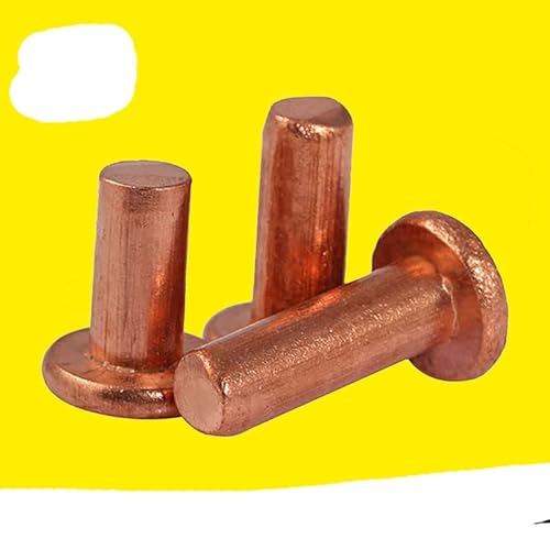 [M1.5 M2.0 M2.5 M3 M4 M5 M6 M8] Kupfer-Vollnieten Schlag-Flachkopfnieten Flachkopf-Kupfernieten Massivmessingnieten GB109-4 mm, M5 (4 Stück) von GNHHMGT
