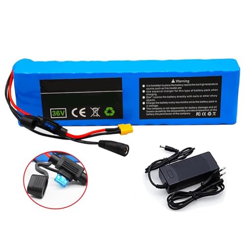 GNIUBBDB 36 V 10 Ah 12 Ah 14 Ah 20 Ah E-Bike Lithium-Ionen-Akku mit 42 V 2 A Ladegerät 13S6P Elektrofahrrad-Roller-Akku Eingebautes BMS für 250 W 300 W 350 W 500 W Motor 36V 12Ah,XT60+SM von GNIUBBDB