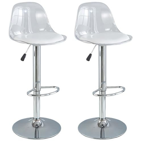 GNIUBBDB Barhocker, Drehbare Thekenhocker mit Rückenlehne, Transparenter Verstellbarer Barhocker, Moderne Küche Frühstücksbarhocker Hohe,2er Set von GNIUBBDB