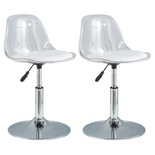 GNIUBBDB Barhocker, Drehbare Thekenhocker mit Rückenlehne, Transparenter Verstellbarer Barhocker, Moderne Küche Frühstücksbarhocker Kurze,2er Set von GNIUBBDB