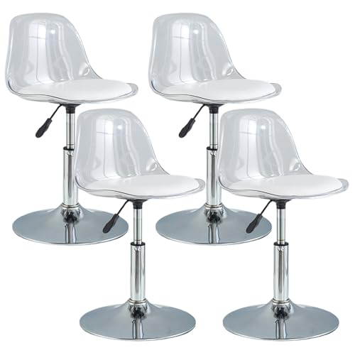 GNIUBBDB Barhocker, Drehbare Thekenhocker mit Rückenlehne, Transparenter Verstellbarer Barhocker, Moderne Küche Frühstücksbarhocker Kurze,4er Set von GNIUBBDB