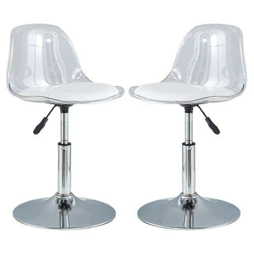 GNIUBBDB Barhocker 2/4/6er-Set, drehbare Theken-Barhocker mit Rückenlehne, Verstellbarer transparenter Barhocker, moderner armloser Frühstücksbarstuhl für die Küche B,2 Set von GNIUBBDB
