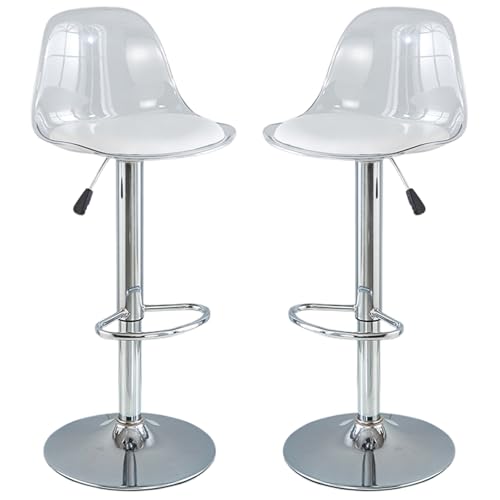 GNIUBBDB Barhocker 2/4/6er-Set, drehbare Theken-Barhocker mit Rückenlehne, Verstellbarer transparenter Barhocker, moderner armloser Frühstücksbarstuhl für die Küche C,2 Set von GNIUBBDB