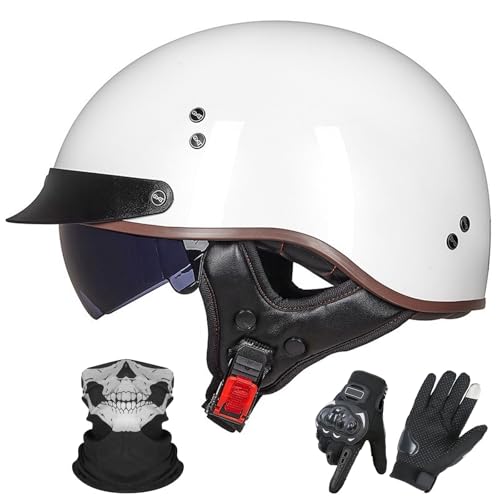 GNIUBBDB Halbhelm für Motorradfahrer im Deutschen Stil mit offenem Gesicht – ECE 22.06-zugelassen, ausgestattet mit Sonnenblende für Erwachsene Männer und Frauen C,XXL (61-62cm) von GNIUBBDB
