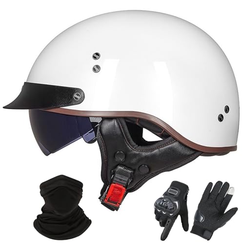 GNIUBBDB Motorrad-Jethelm im Deutschen Stil – ECE 22.06-zugelassen, Halbhelm mit offenem Gesicht und Sonnenblende, geeignet für Erwachsene Männer und Frauen C,XL (59-60cm) von GNIUBBDB