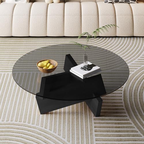 GNIUBBDB Runder Couchtisch Aus Klarem Gehärtetem Glas – Solide Holzbasis, Moderner Runder Cocktailtisch Für Die Heimdekoration Im Wohnzimmer B,70 * 70 * 31cm GNIUBBDB Runder Couchtisch Aus Klarem Gehärtetem Glas – Solide Holzbasis, Moderner Runder Cocktailtisch Für Die Heimdekoration Im Wohnzimmer B,70 * 70 * 31cm von GNIUBBDB