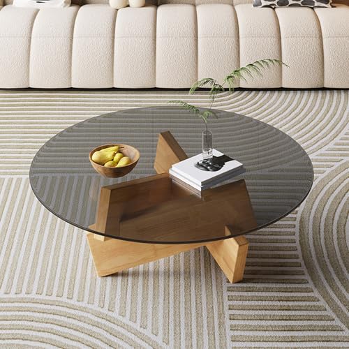 GNIUBBDB Runder Couchtisch Aus Klarem Gehärtetem Glas – Solide Holzbasis, Moderner Runder Cocktailtisch Für Die Heimdekoration Im Wohnzimmer C,80 * 80 * 31cm GNIUBBDB Runder Couchtisch Aus Klarem Gehärtetem Glas – Solide Holzbasis, Moderner Runder Cocktailtisch Für Die Heimdekoration Im Wohnzimmer C,80 * 80 * 31cm von GNIUBBDB