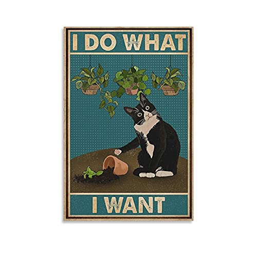 GNKIO Animal Poster Cat Poster I Do What I Want Tuxedo Cat_看图王 Leinwand Kunst Poster und Wand Kunst Bild Druck Moderne Familie Schlafzimmer Dekor Poster 12x18inch(30x45cm) von GNKIO