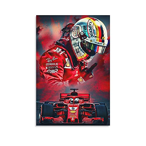 GNKIO F1 Racing Driver Poster Sebastian Vettel (2) Leinwand Kunst Poster und Wand Kunst Bild Druck Moderne Familie Schlafzimmer Dekor Poster 16x24inch(40x60cm) von GNKIO