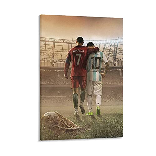 GNKIO Lionel Messi and Ronaldo Competition Portrait, Black and White Inspirational Poster Leinwand Kunst Poster und Wand Kunst Bild Druck Moderne Familie Schlafzimmer Dekor Poster 20x30inch(50x75cm) von GNKIO