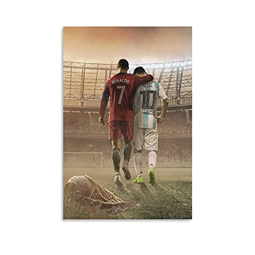 GNKIO Lionel Messi and Ronaldo Competition Portrait, Black and White Inspirational Poster Leinwand und Wand Kunst Bild Druck Moderne Familie Schlafzimmer Dekor Poster 12x18inch(30x45cm) von GNKIO