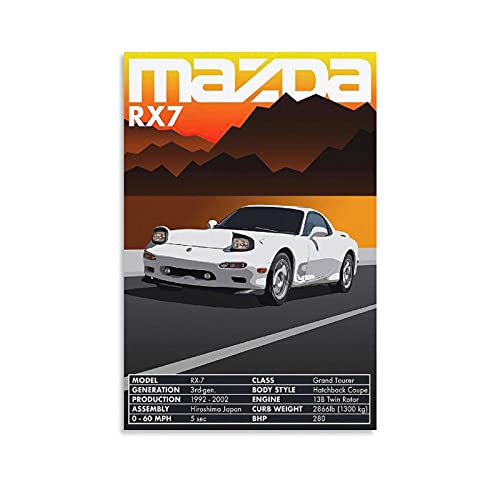 GNKIO MZD RX-7 JDM Sports Car Poster Leinwand Kunst Poster und Wand Kunst Bild Druck Moderne Familie Schlafzimmer Dekor Poster 12x18inch(30x45cm) von GNKIO