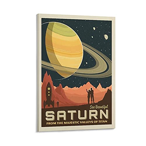 GNKIO Vintage Space Travel Posters Saturn Leinwand Kunst Poster und Wand Kunst Bild Druck Moderne Familie Schlafzimmer Dekor Poster 20x30inch(50x75cm) von GNKIO