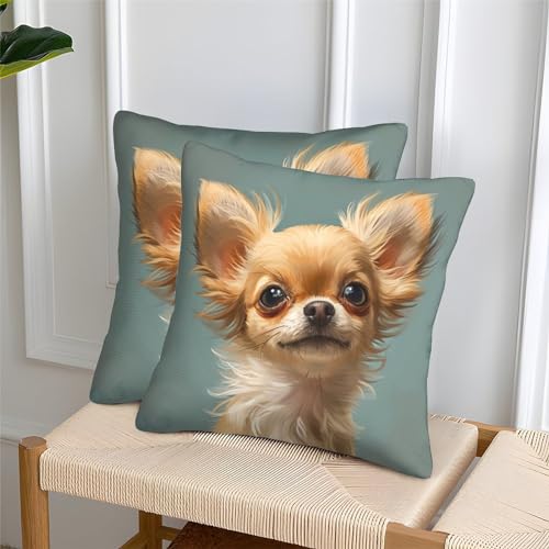 GNMRTFEAE Chihuahua Tier Stilvolle Kissenhülle Haustier Mit Reißverschluss Ideale Dekoration Für Sofa, Schlafzimmer, Auto Hochwertige Verarbeitung 40x40cm von GNMRTFEAE