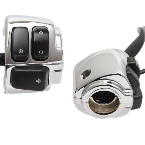 1 Zoll schwarzer Chrom-Lenker-Kurvenschalter kompatibel mit XL883 1200 Sportster V-Rod-Softail-Modellen von 1996 bis 2012(Chrome) von GNOVIATL