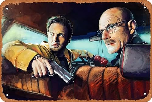 Breaking Bad Walter White Jesse Pinkman Gun Auto Poster Blechschild Retro Eisenmalerei Vintage Metallschild Dekoration Hängende Kunstwerke Poster für Bar Cafe Store Home Yard von GNTOET