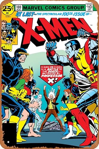 Metall-Blechschild, Retro-Metallschild, X-Men Issue No 100 X-Man vs X-Man Cyclops Ice-Man Storm Comic-Buch-Poster, Zuhause, Bar, Kneipe, Garage, Dekoration, Geschenke, Wandkunst, Dekoration, 20,3 x von GNTOET
