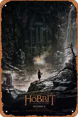 Metallschild Blechschild Der Hobbit Die Einöde von Smaug Filmposter Wanddekoration dekoratives Schild Eisenmalerei für Hof Garage Man Cave 20,3 x 30,5 cm von GNTOET